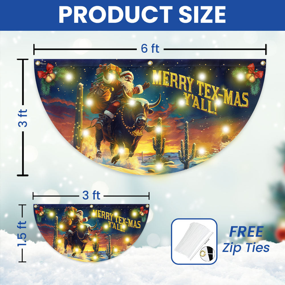 Merry Tex-Mas Y’all Flag | Cowboy Solar LED Fan Flag for Holiday Decor