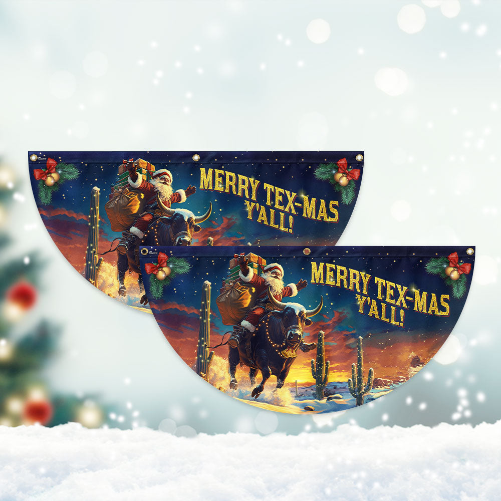 Merry Tex-Mas Y’all Flag | Cowboy Fan Flag for Holiday Decor