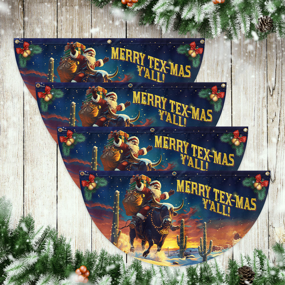 Merry Tex-Mas Y’all Flag | Cowboy Fan Flag for Holiday Decor