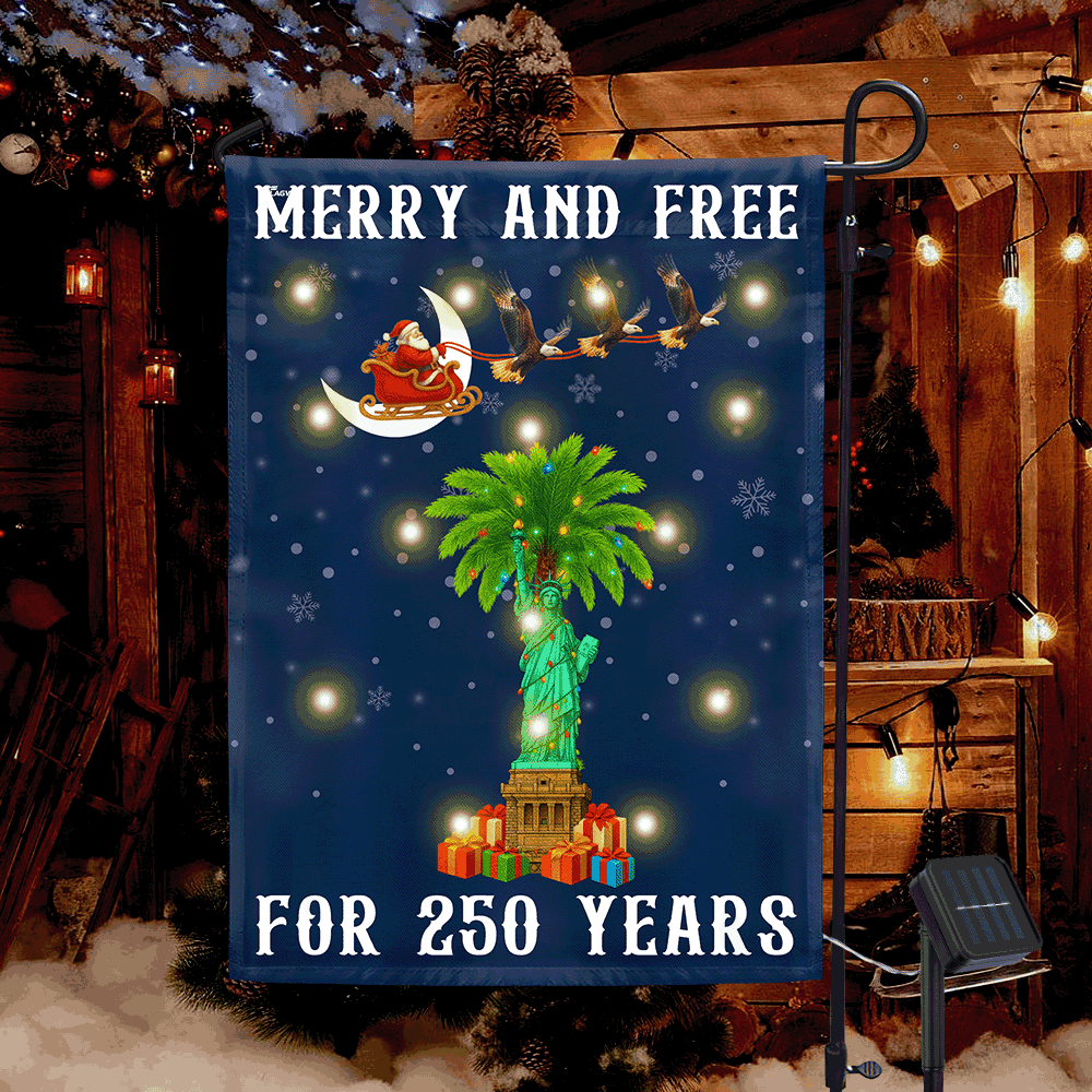 South Carolina 250th Christmas Solar LED Garden Flag Santa Eagle Decor