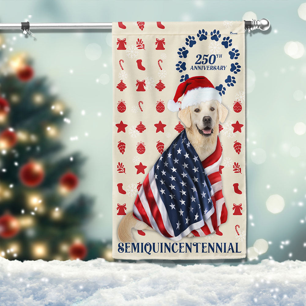Patriotic Yellow Labrador Retriever Flag American 250th Christmas Decor