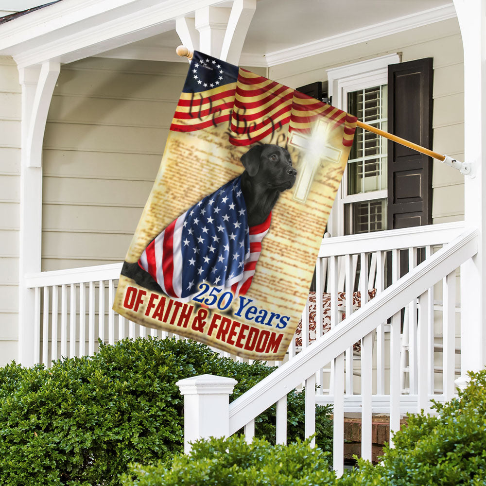 Black Labrador Patriotic Flag | 250 Years of Faith & Freedom Decor