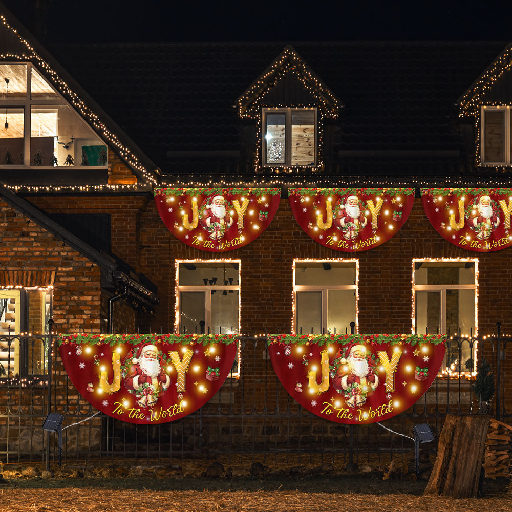 Santa Cardinal Joy to The World Christmas Solar LED Fan Flag