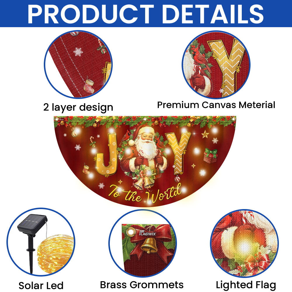 Santa Cardinal Joy to The World Christmas Solar LED Fan Flag