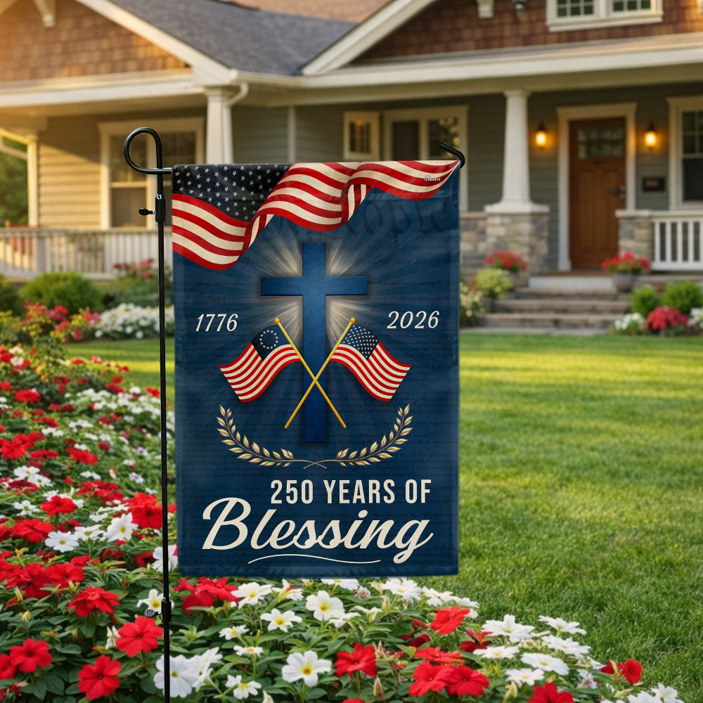 250 Years of Blessing Patriotic Christian Flag, American 1776 2026 Flag