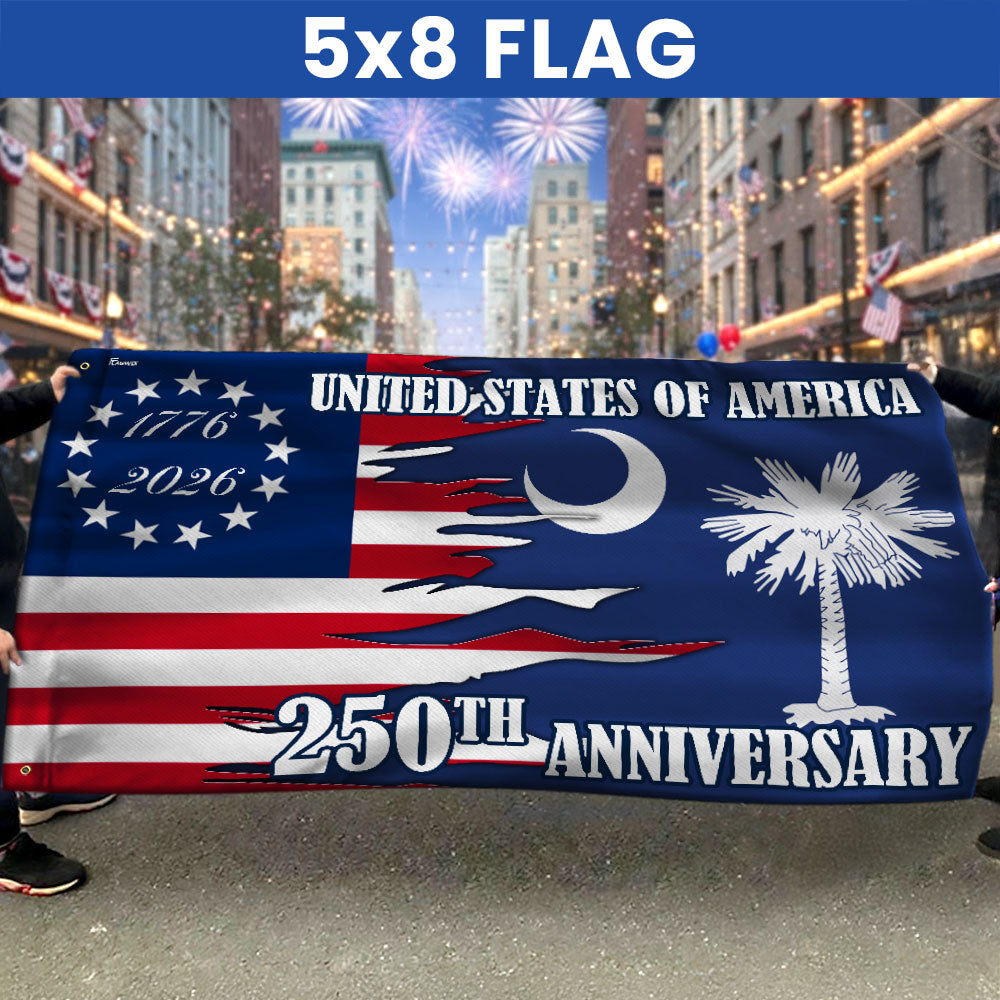 SC 250Th Anniversary Flag, 1776 2026 America South Carolina State Grommet Flag