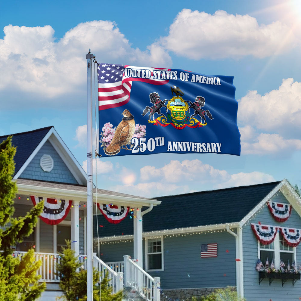 250th Anniversary Pennsylvania State with Ruffed Grouse American Grommet Flag