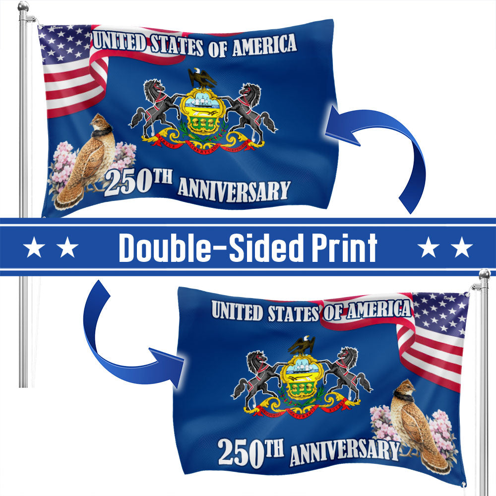 250th Anniversary Pennsylvania State with Ruffed Grouse American Grommet Flag
