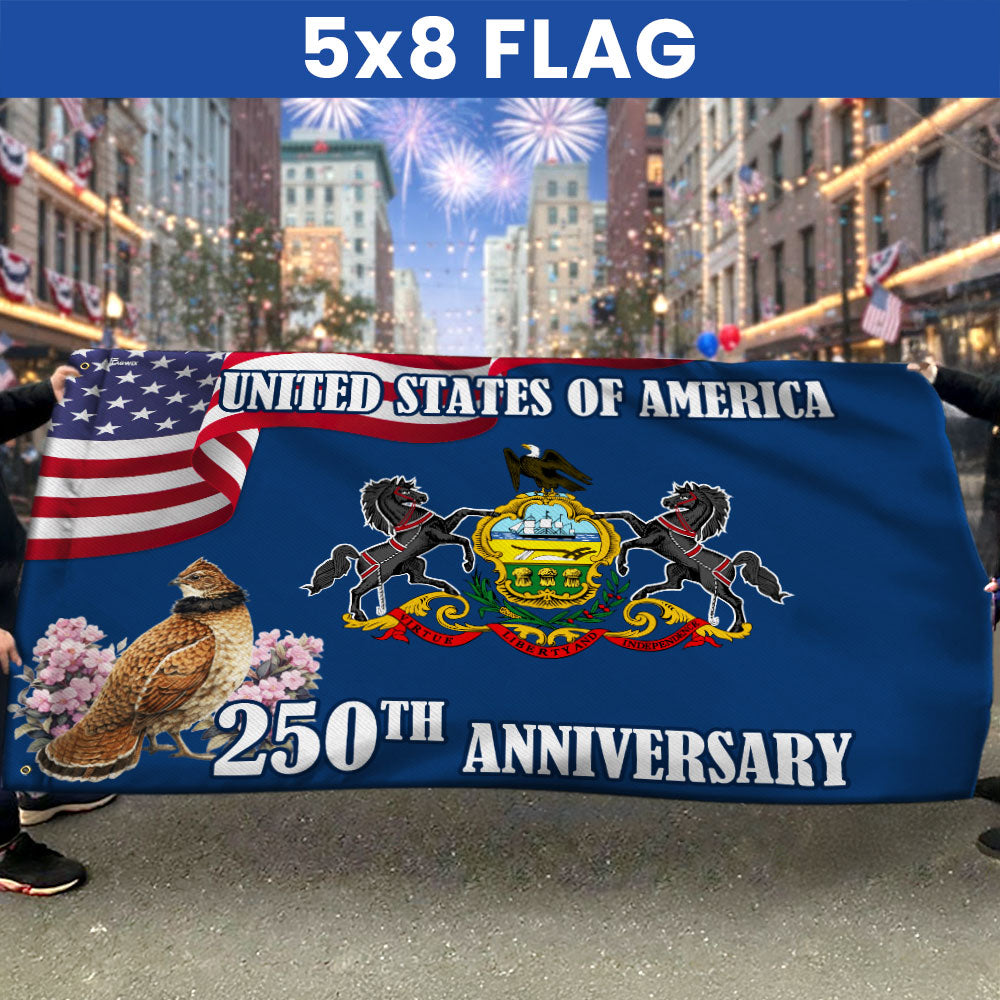 250th Anniversary Pennsylvania State with Ruffed Grouse American Grommet Flag