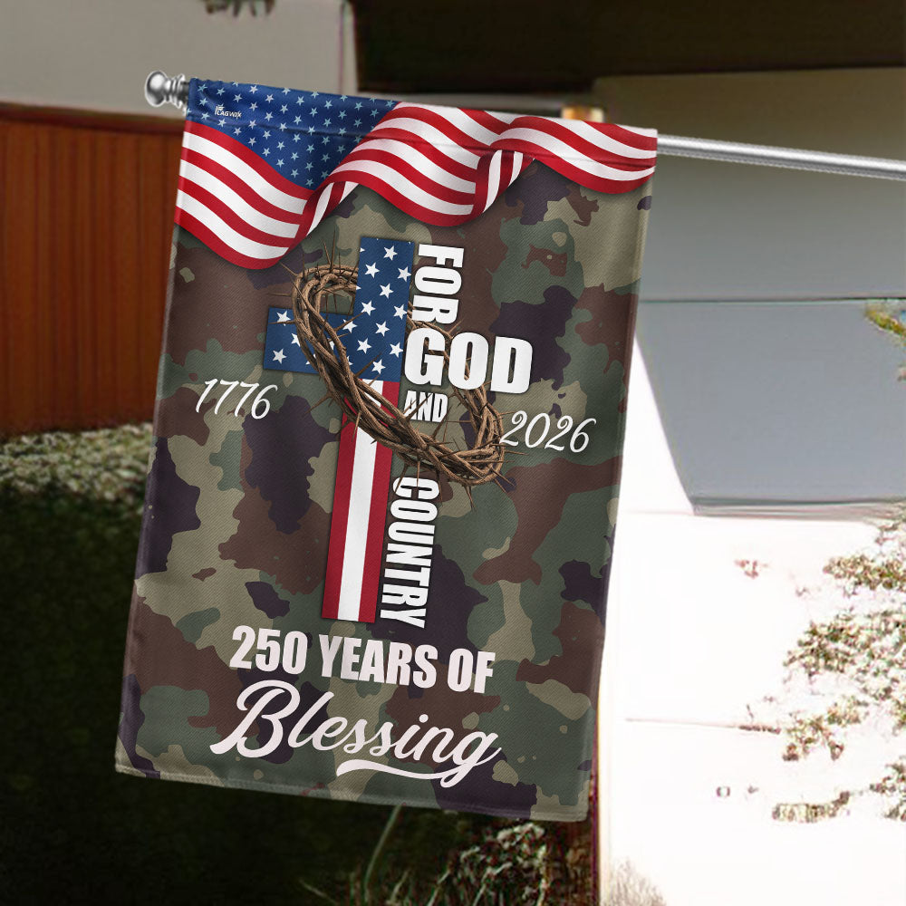 For God Country 250 Years of Blessing Flag, Patriotic 1776 2026 USA Flag