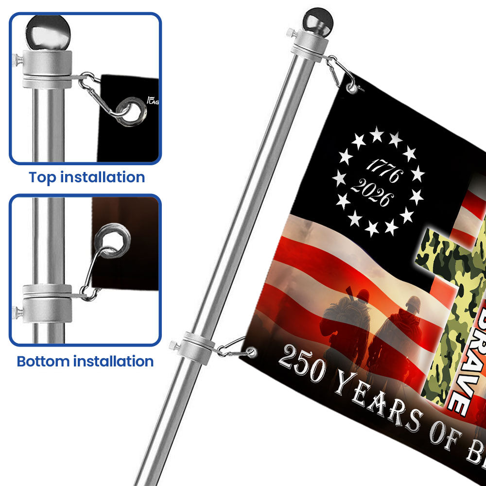 Patriotic 1776 2026 Land of the Free 250 Years of Blessing Grommet Flag