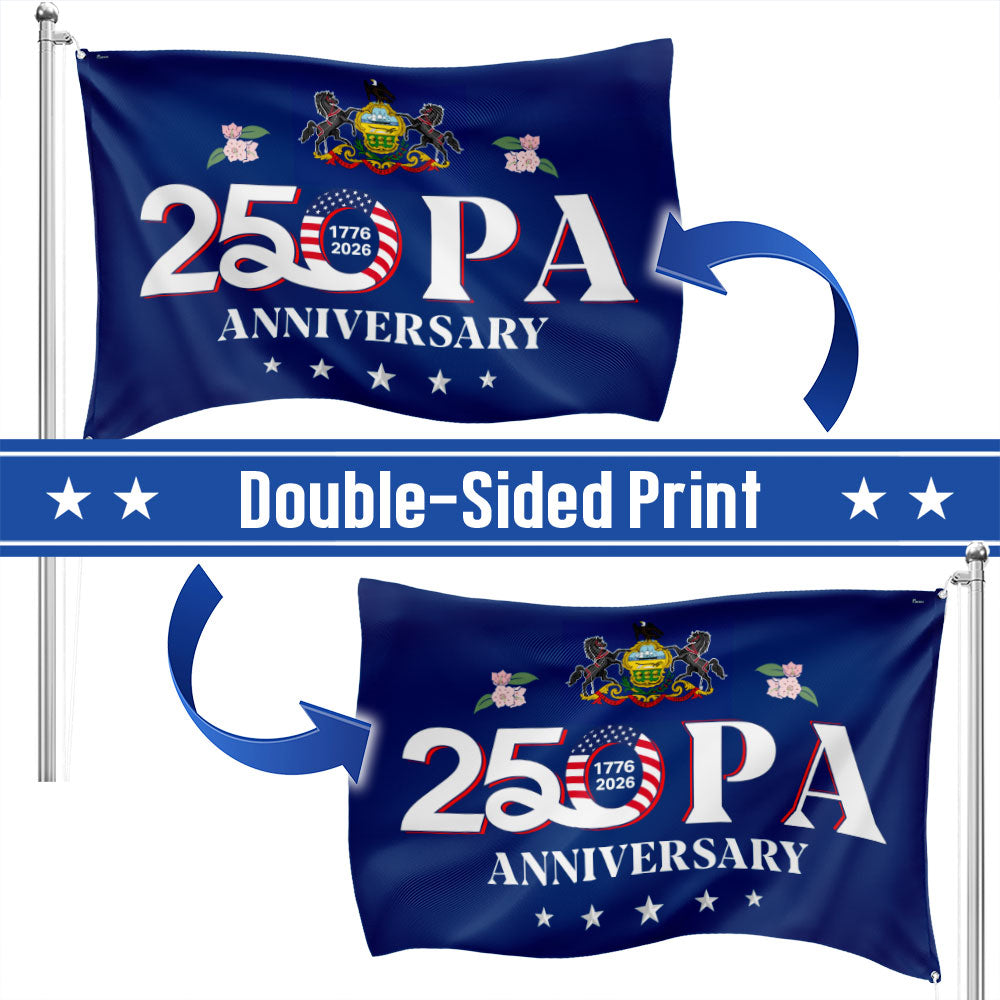 Patriotic America Pennsylvania Flag, 250 PA 1776 2026 Grommet Flag