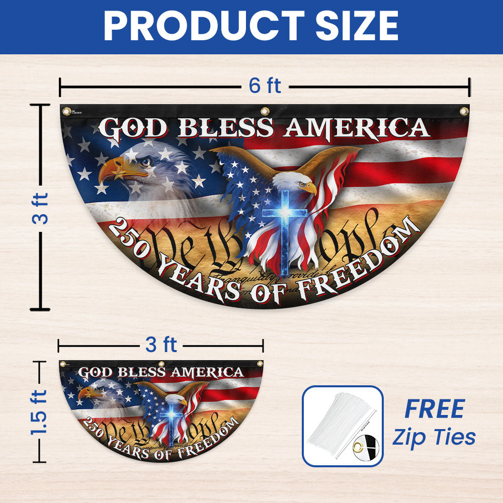 250 Years God Bless America Flag, Patriotic 1776 2026 Freedom Fan Flag
