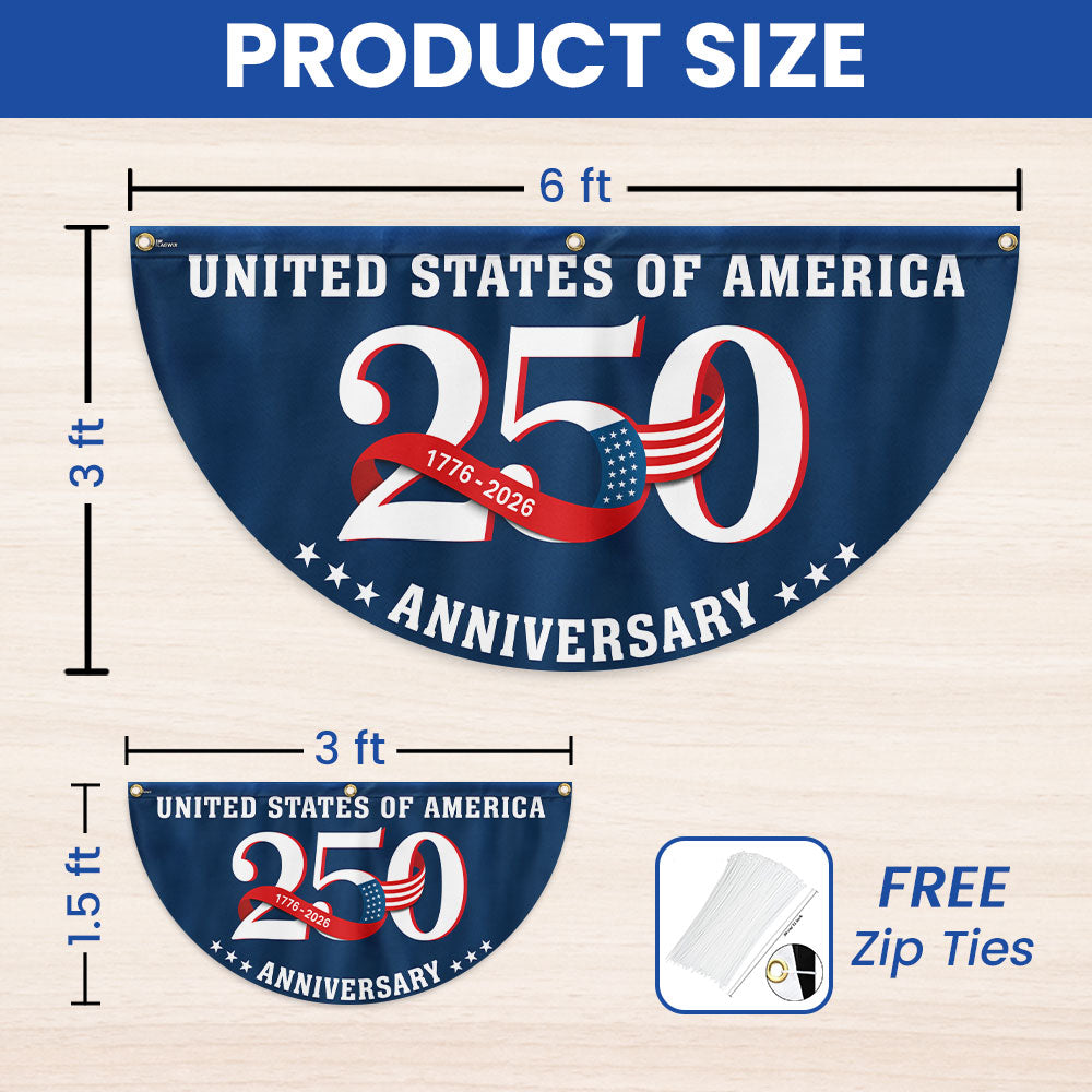 Patriotic 250 Years 1776 2026 America Semiquincentennial Fan Flag
