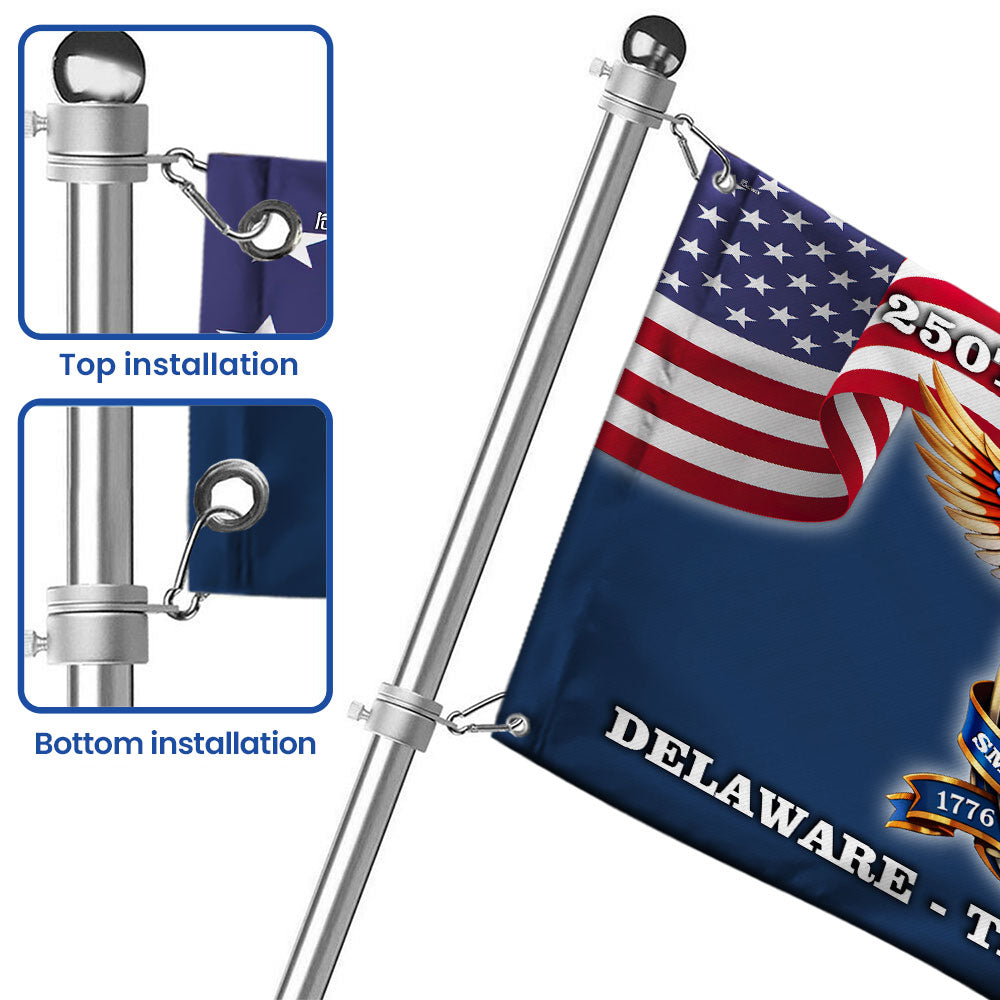 250 Years USA The First State Grommet Flag, Delaware Small Wonder Patriotic Decor