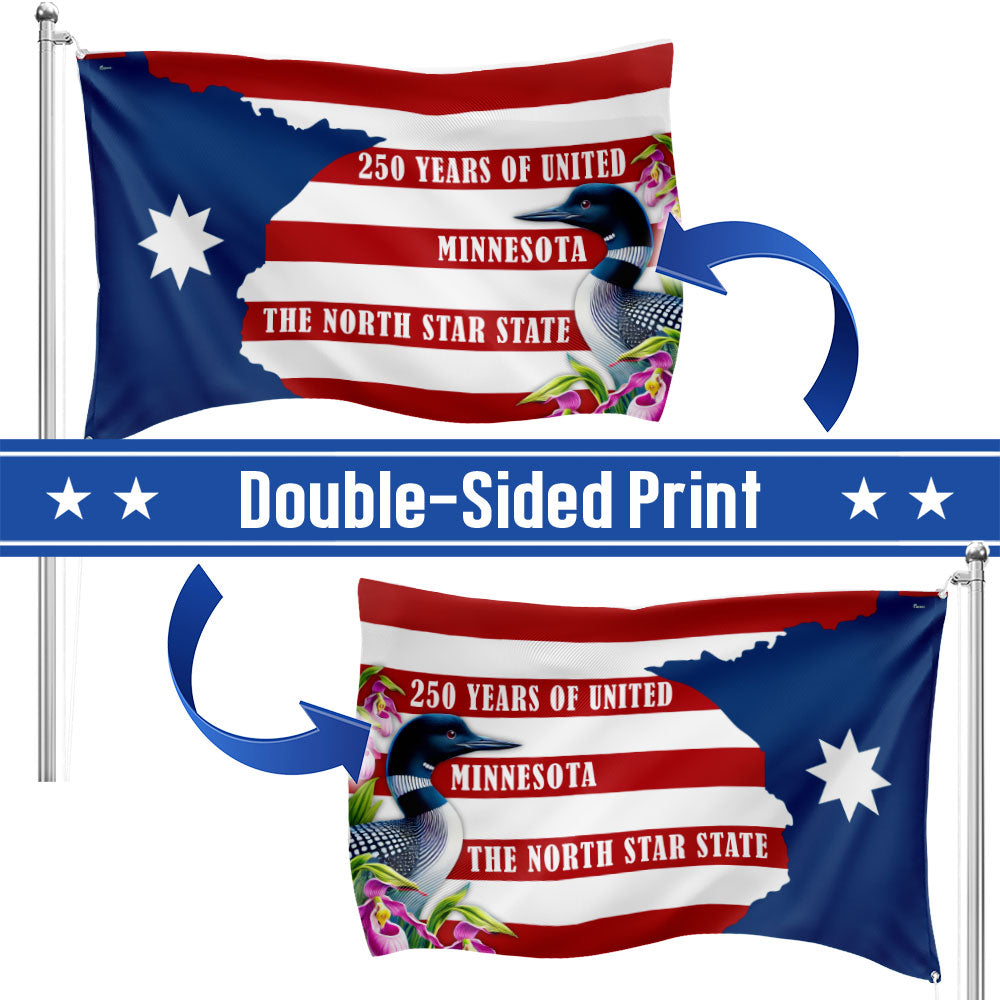 Patriotic Minnesota Flag, America The North Star State 250 Years Grommet Flag