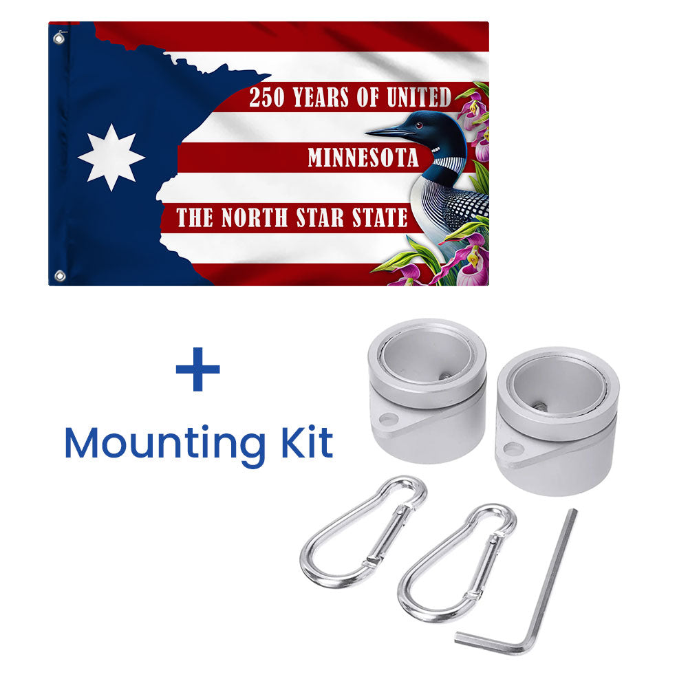 Patriotic Minnesota Flag, America The North Star State 250 Years Grommet Flag