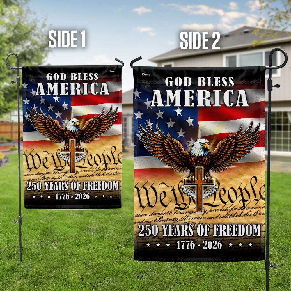 God Bless America 1776 2026 Flag, 250 Years of Freedom Christ Cross Flag
