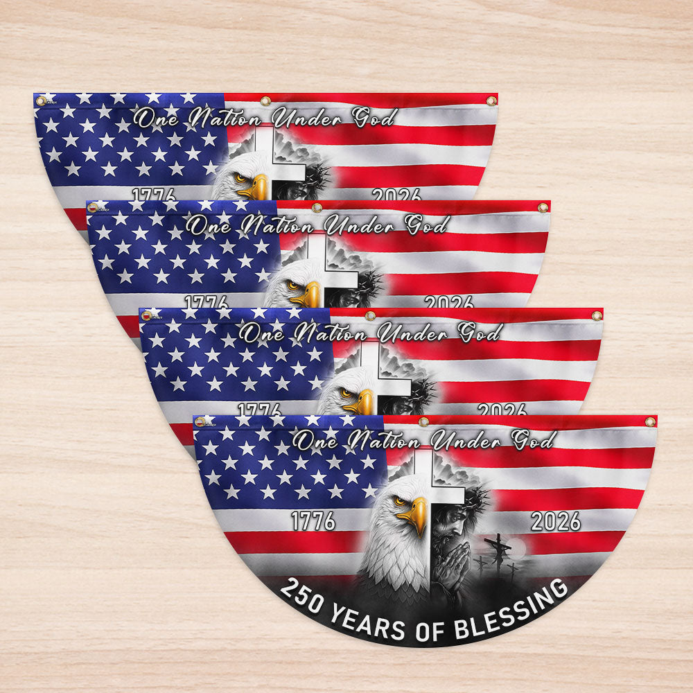 Patriotic American One Nation Under God Flag, 250 Years of Blessing Fan Flag