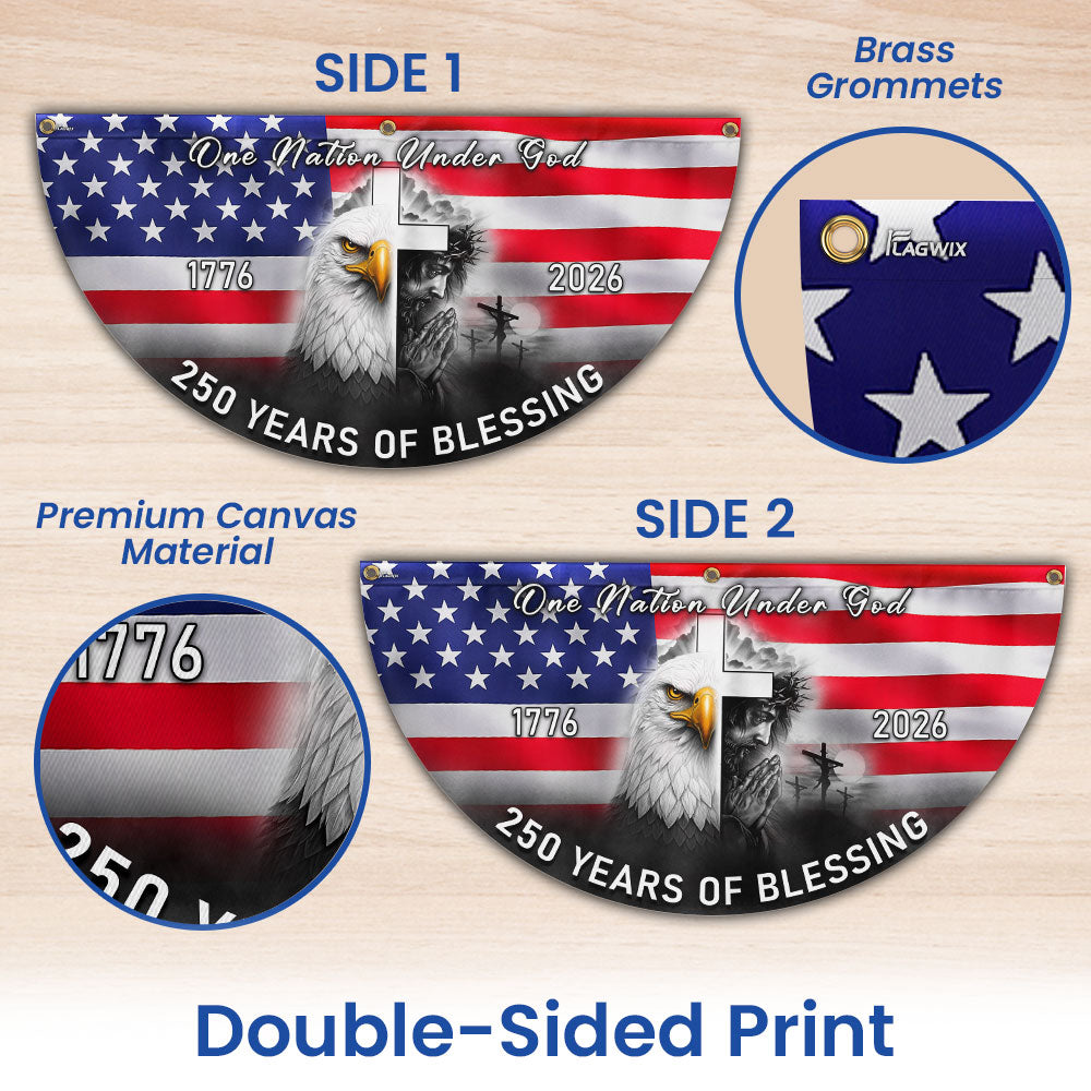 Patriotic American One Nation Under God Flag, 250 Years of Blessing Fan Flag