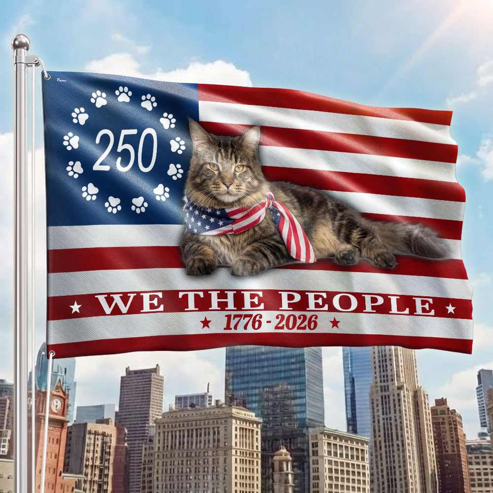Flagwix Patriotic Cat Flag, 250 Years Maine Coon Cat 1776 2026 Grommet Flag
