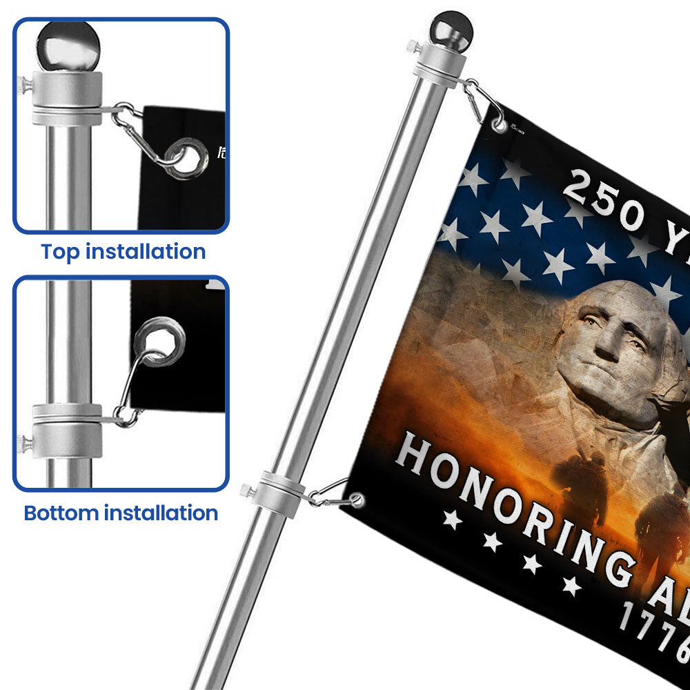 250 Years of Freedom Veterans Grommet Flag, Mt Rushmore 1776 2026 American Flag
