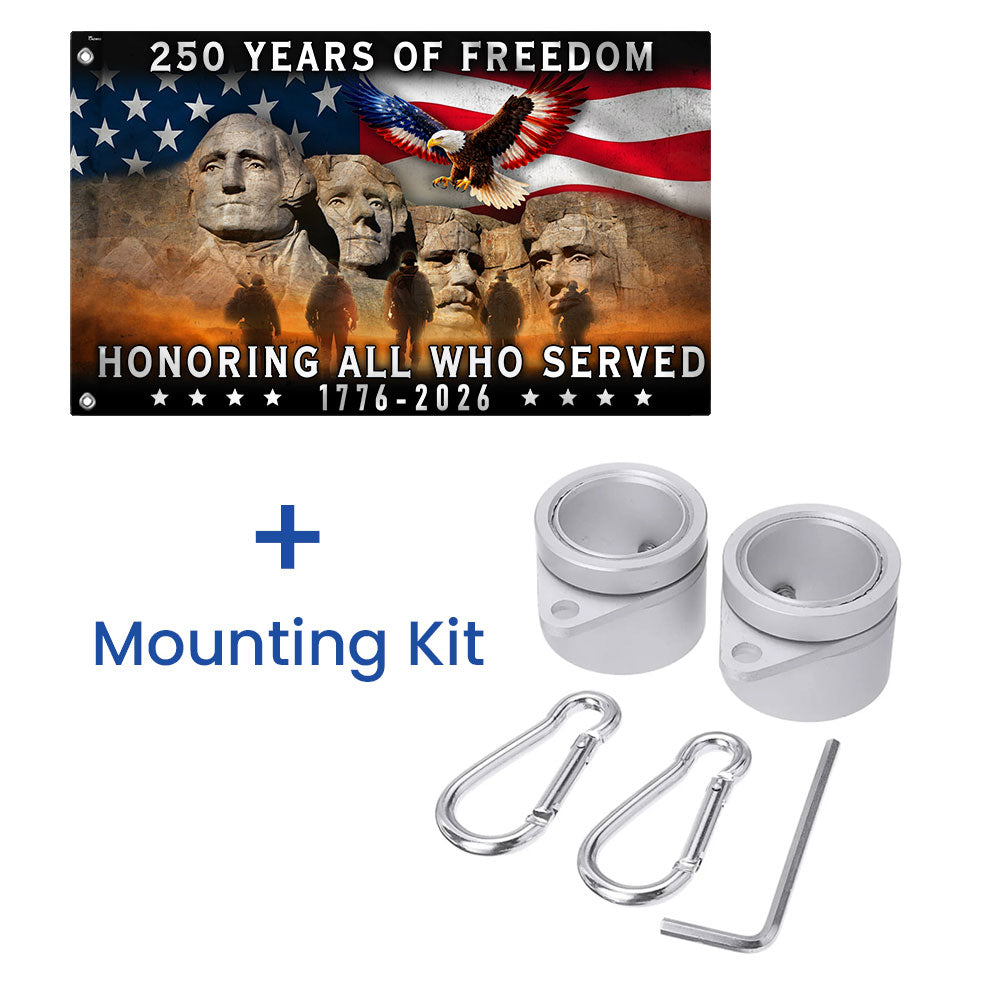 250 Years of Freedom Veterans Grommet Flag, Mt Rushmore 1776 2026 American Flag