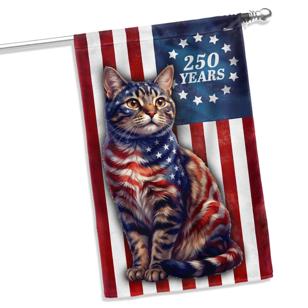 Flagwix Patriotic Cat Garden Flag, 250 Years Betsy Ross Flag Decor for Cat Lover