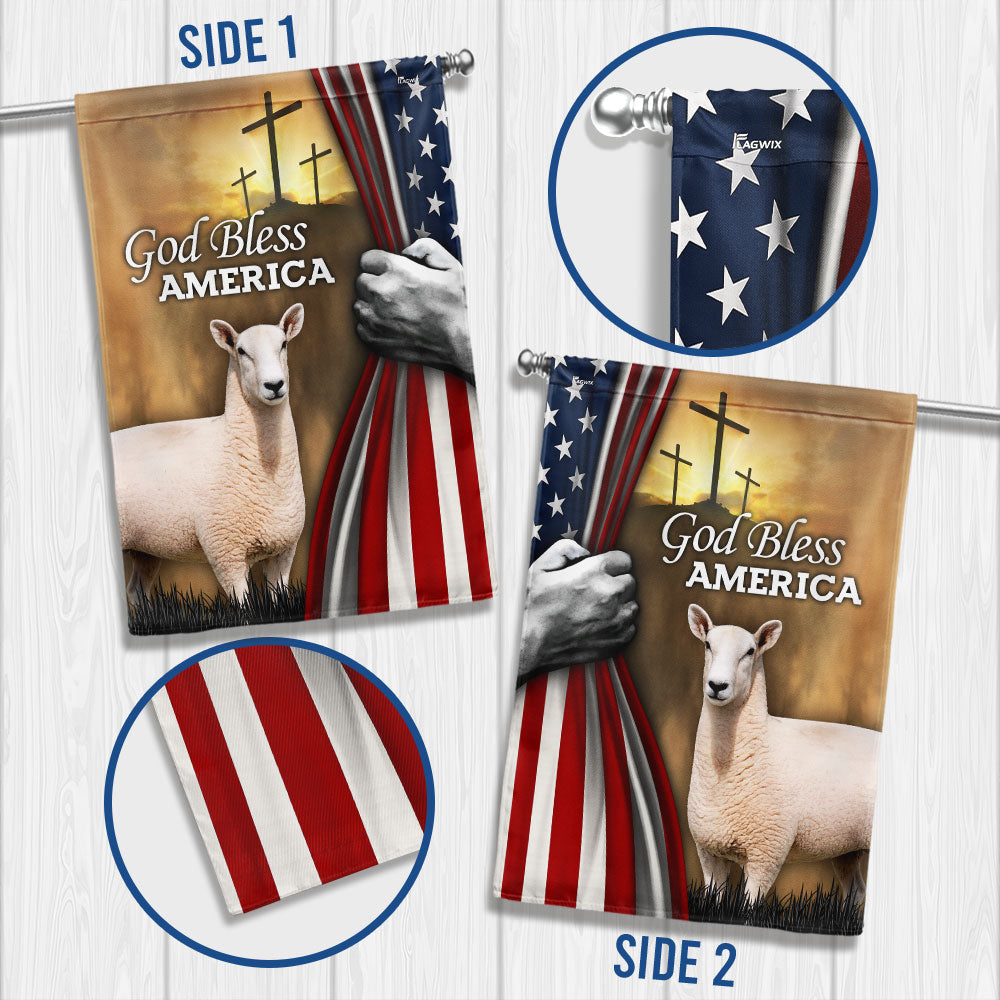 Flagwix Patriotic Sheep Garden Flag, Sheep God Bless American Flag Decor for 250 Years