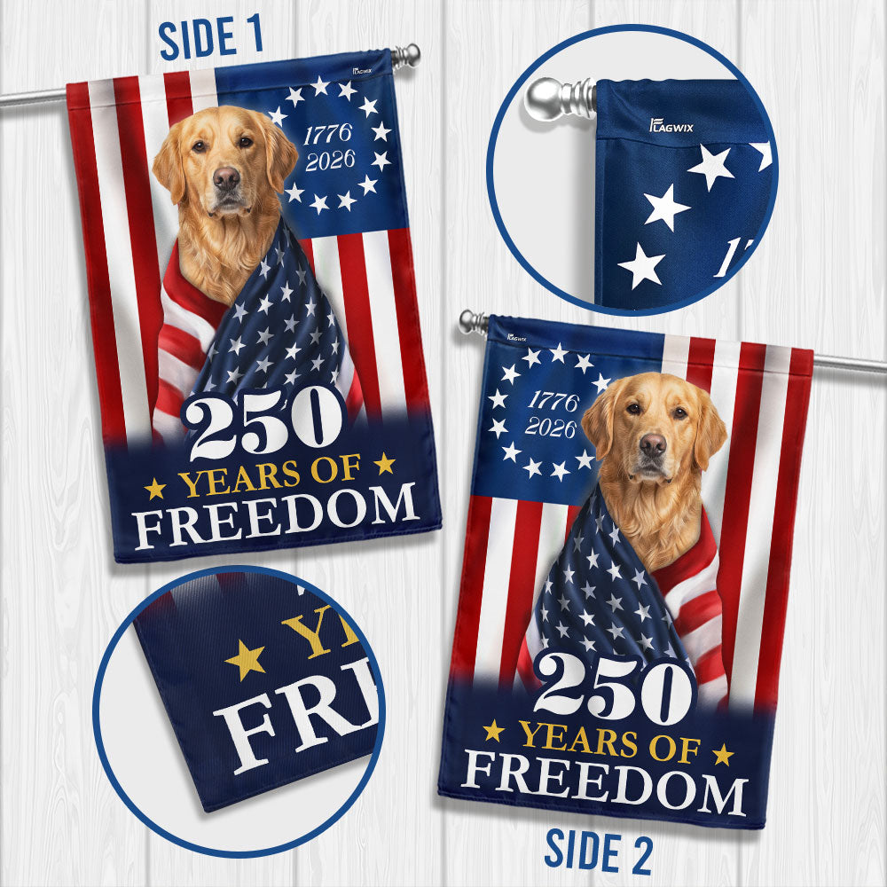 Flagwix Patriotic Dog American Flag, Golden Retriever 250 Years Flag