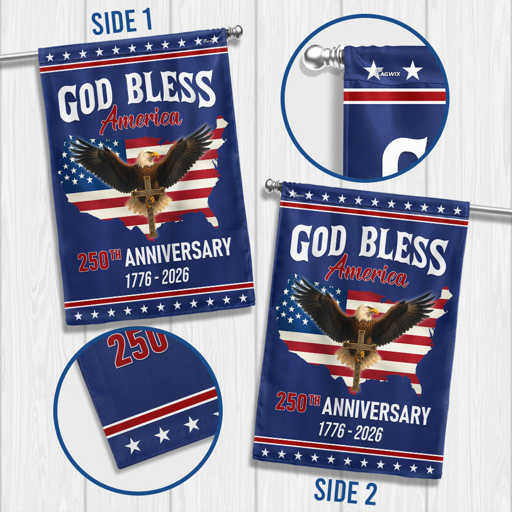 Patriotic Christ 250th Anniversary American Flag, God Bless 1776–2026 Flag