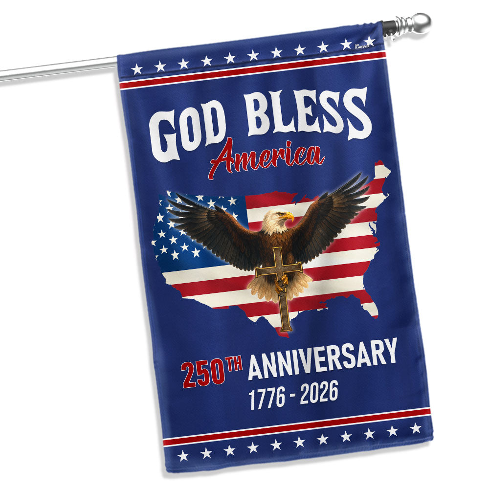 Patriotic Christ 250th Anniversary American Flag, God Bless 1776–2026 Flag