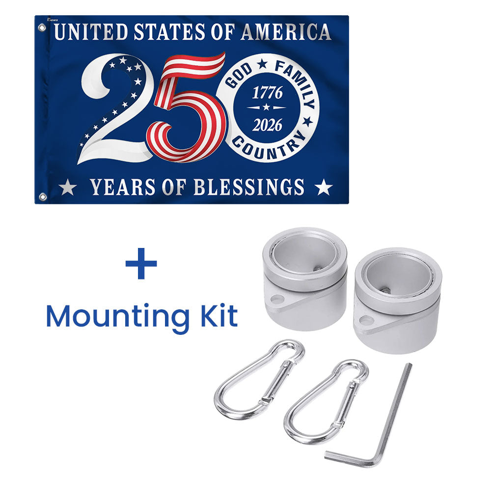 Patriotic 250 Years of Blessings Flag, United States of America 1776 2026 Grommet Flag