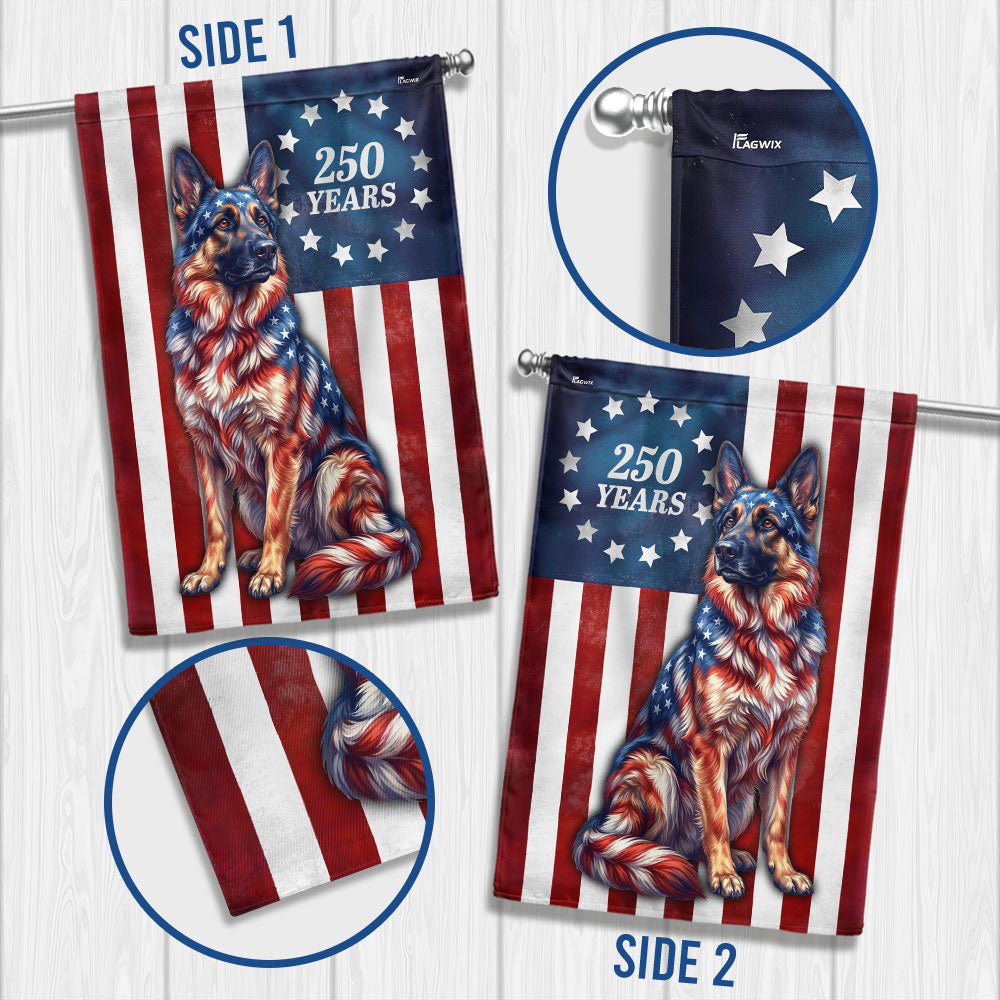 Flagwix Patriotic Dog Garden Flag, 250 Years German Shepherd Betsy Ross Flag Decor