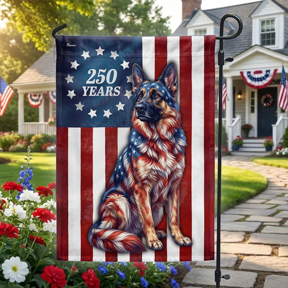 Flagwix Patriotic Dog Garden Flag, 250 Years German Shepherd Betsy Ross Flag Decor