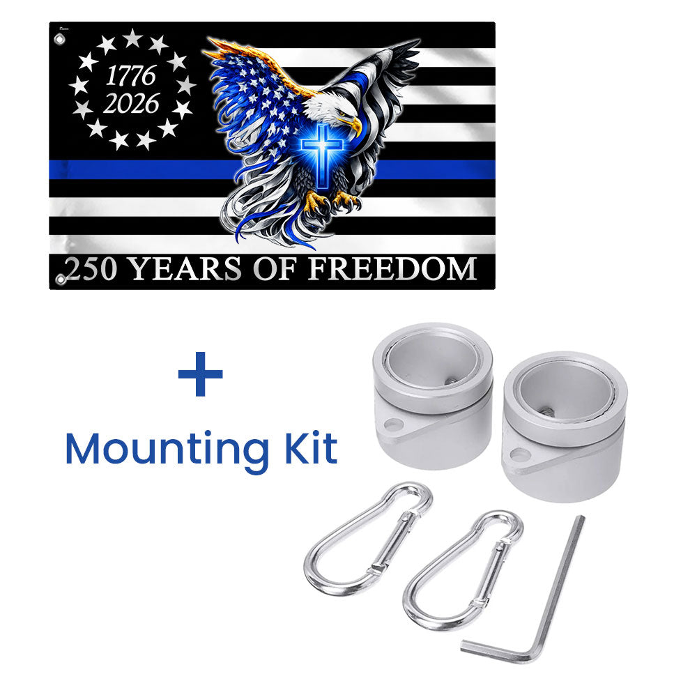 The Thin Blue Line Police Law Enforcement American Grommet Flag for 250 Years Decor