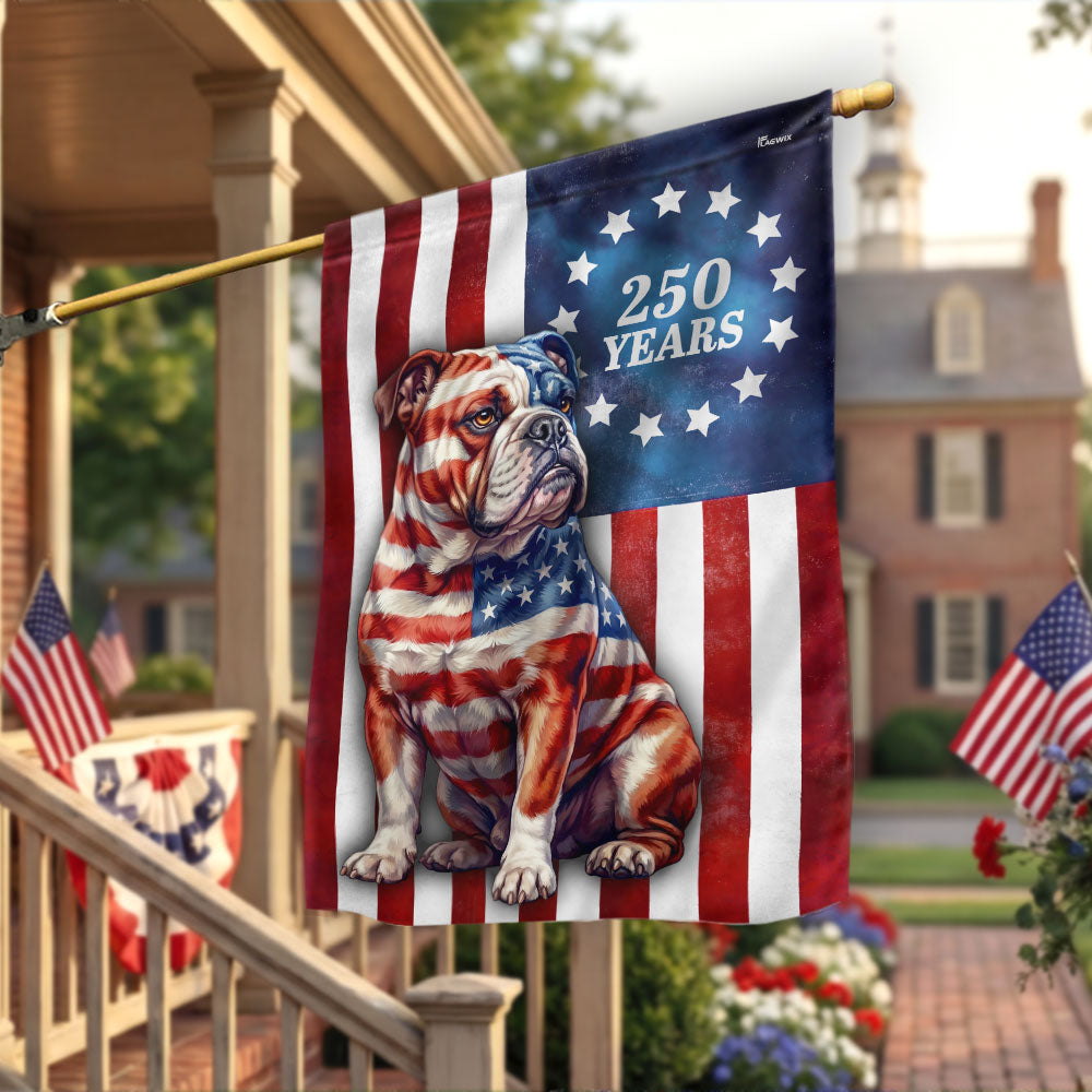 Flagwix Patriotic Bulldog Garden Flag, 250 Years Betsy Ross Flag Decor for Dog Lover