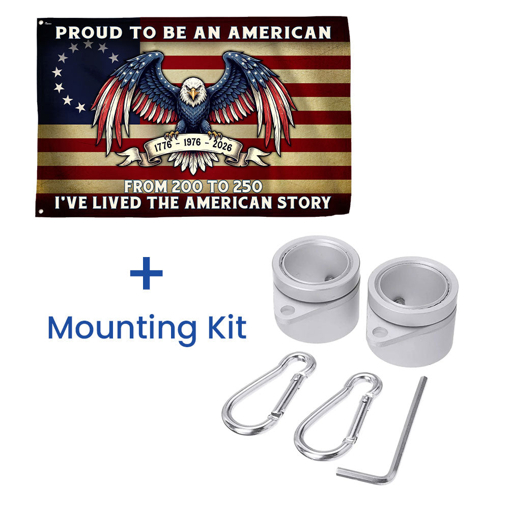 The Spirit of 76 Proud to be an American Bicentennial Grommet Flag, Patriotic 250 Years Semiquincentennial Decor