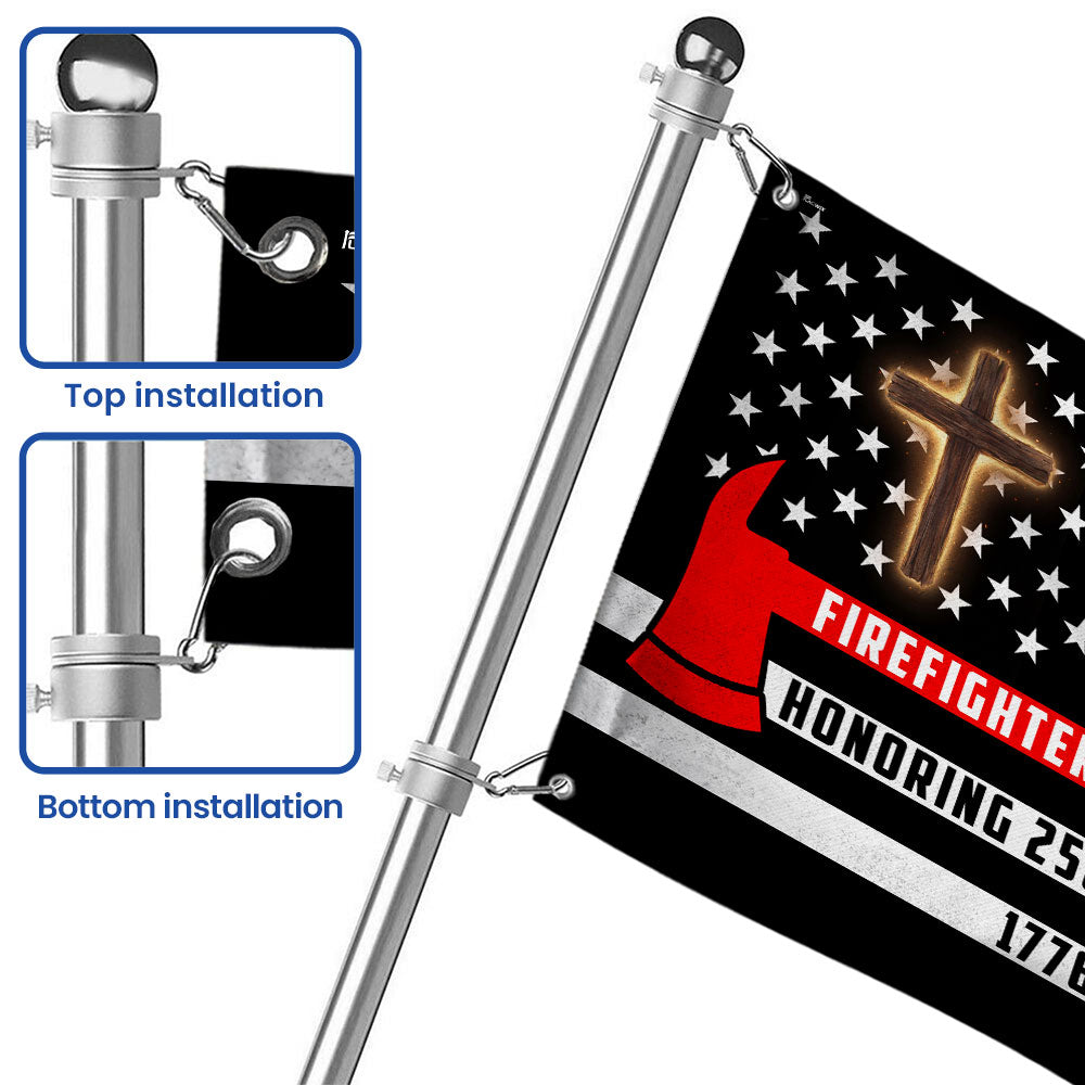 Patriotic Firefighter Cross Grommet Flag, Honoring 250 Years American Flag