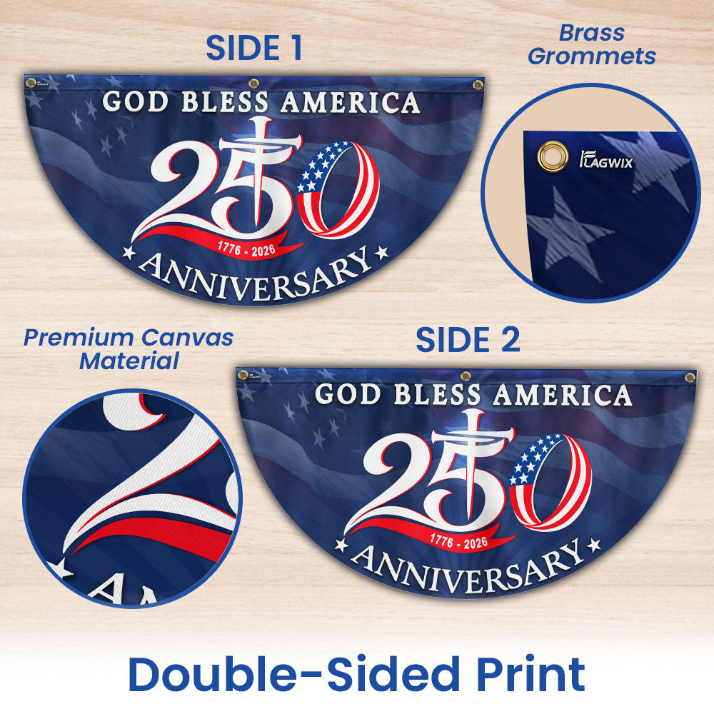 Patriotic God Bless America 1776 2026 Flag, 250 Years Fan Flag Decor