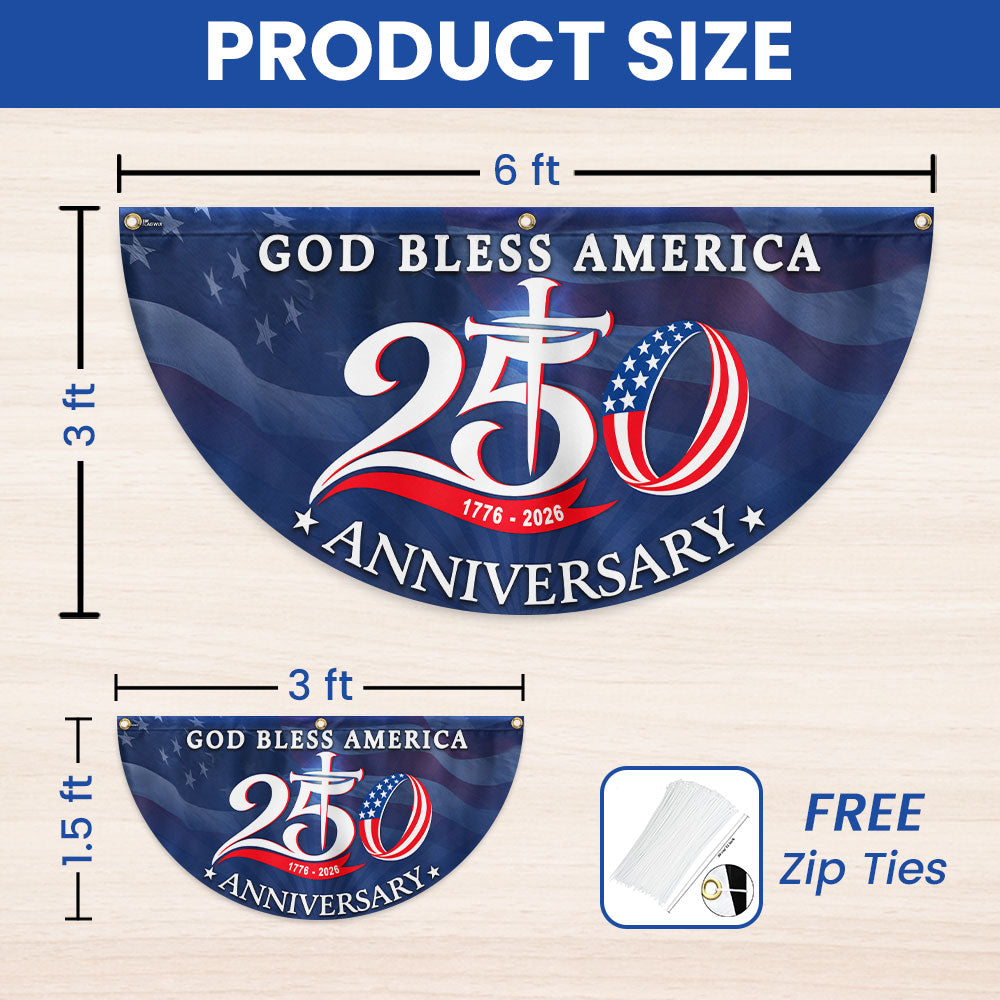 Patriotic God Bless America 1776 2026 Flag, 250 Years Fan Flag Decor