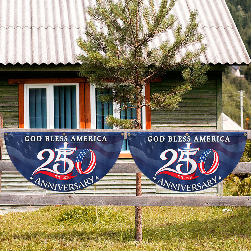 Patriotic God Bless America 1776 2026 Flag, 250 Years Fan Flag Decor