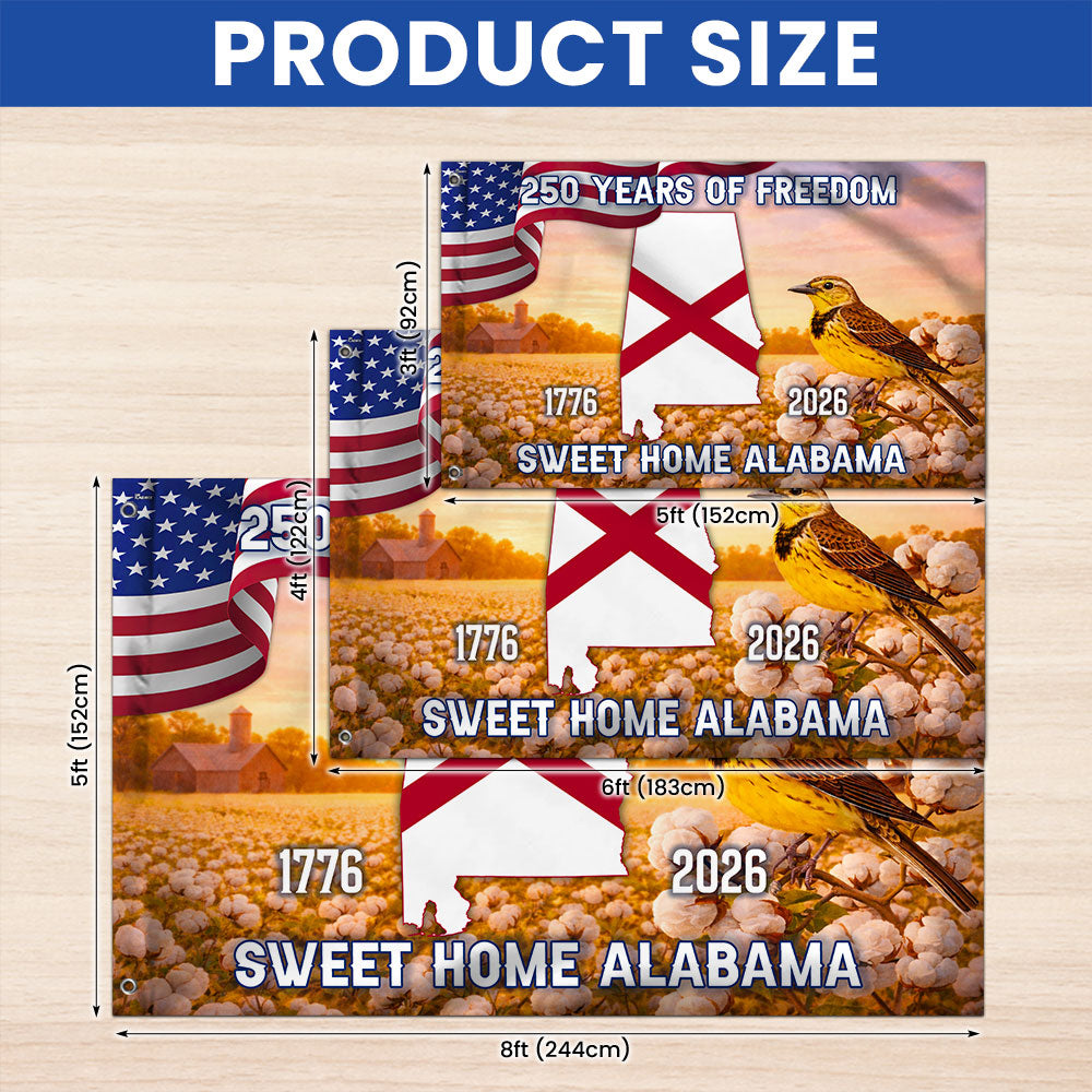 America 250th Alabama State Grommet Flag, Sweet Home Alabama 1776 2026 Decor