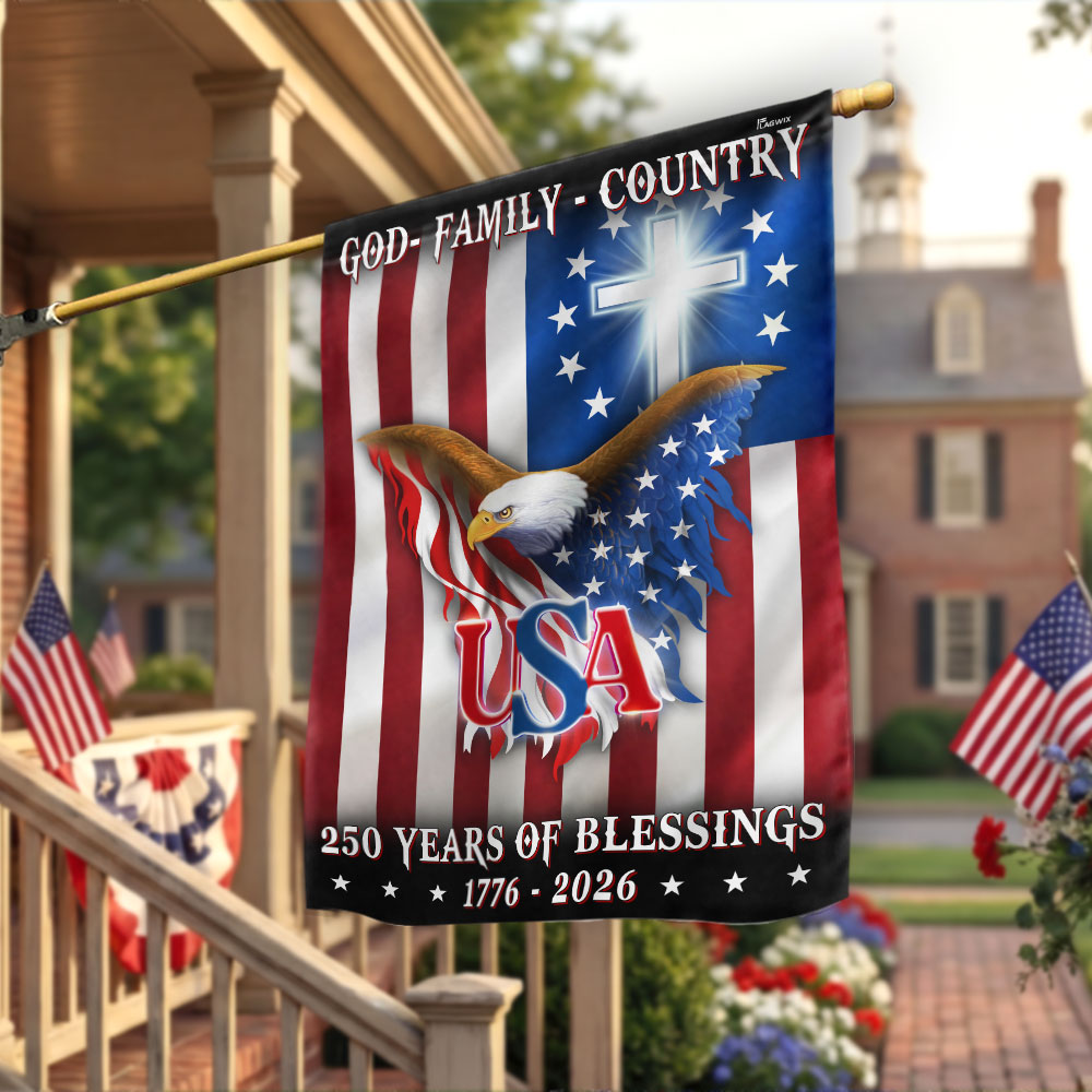 250 Years of Blessing 1776 2026 Flag, USA Patriotic Christian Flag Decor