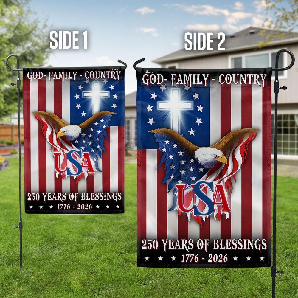 250 Years of Blessing 1776 2026 Flag, USA Patriotic Christian Flag Decor