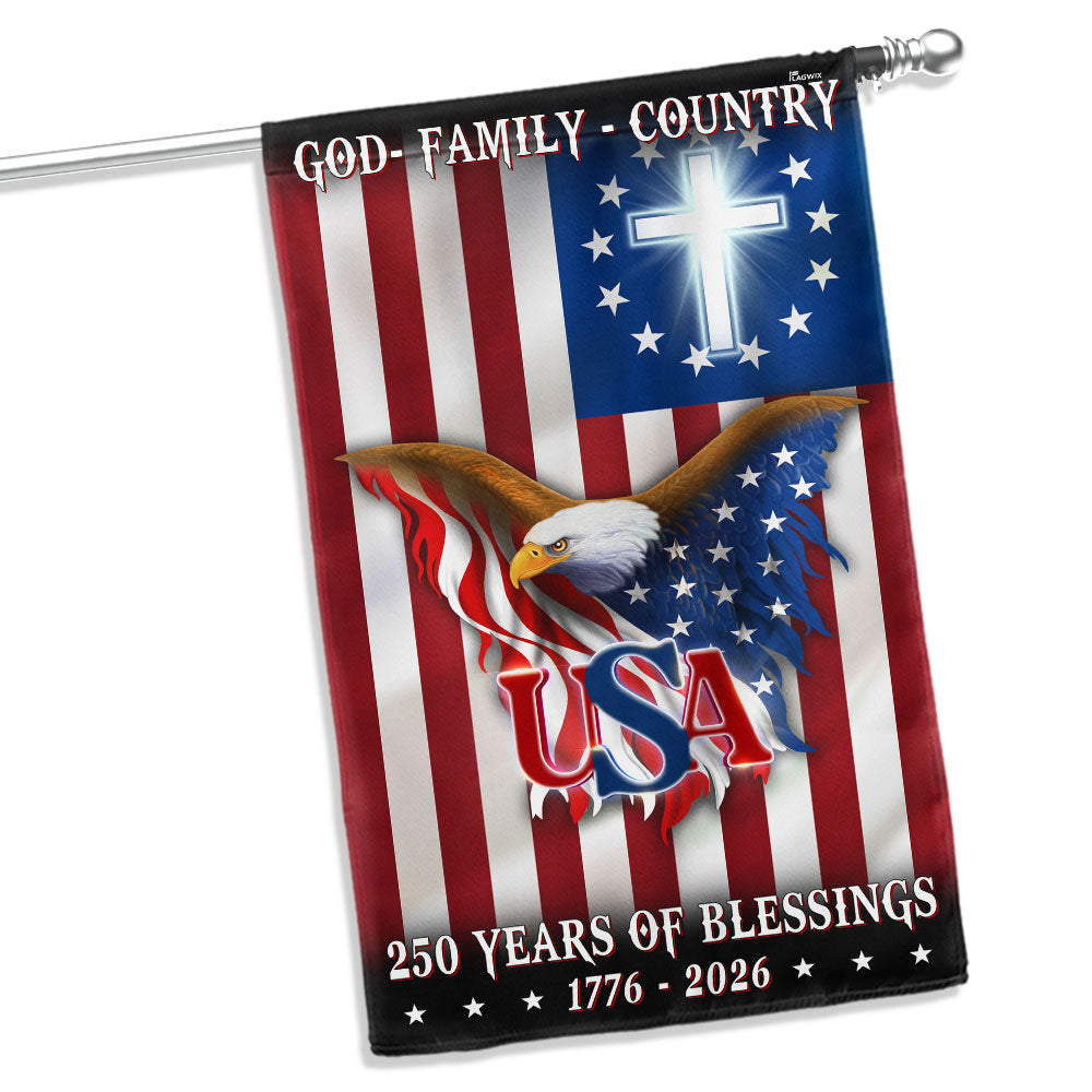 250 Years of Blessing 1776 2026 Flag, USA Patriotic Christian Flag Decor