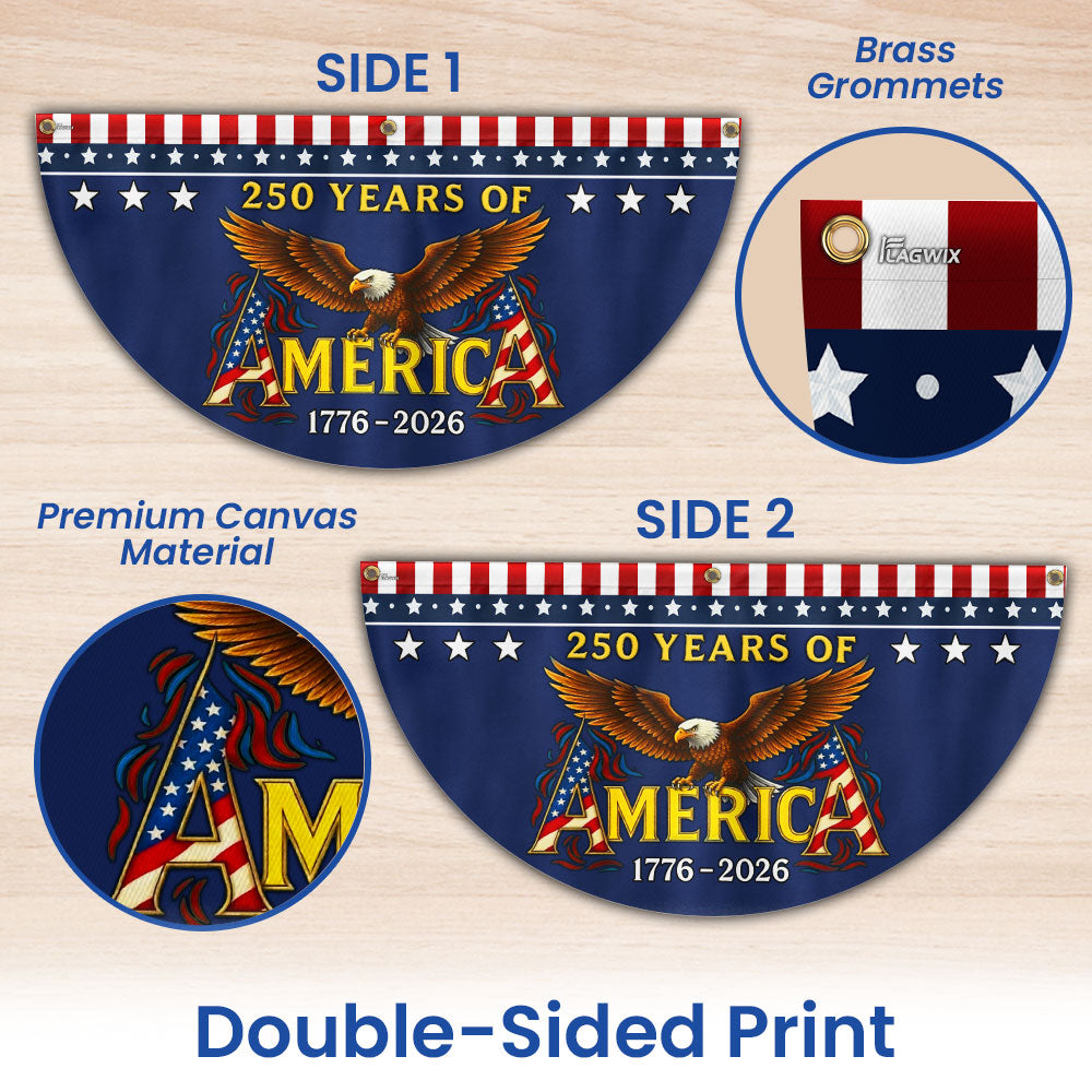 250 Years of America Fan Flag, Bald Eagle 1776 2026 Flag Decor