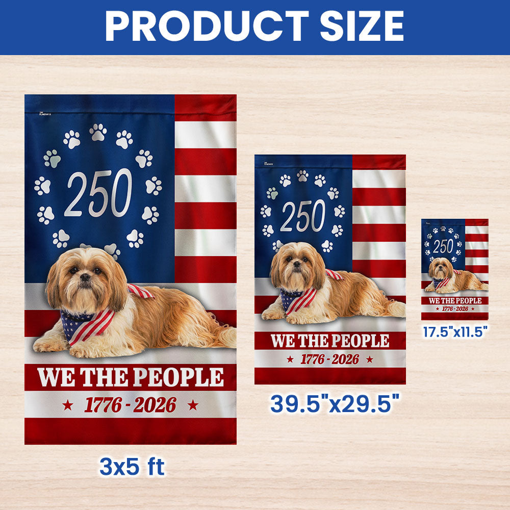 Patriotic American Dog Garden Flag, 250 Years Shih Tzu Dog 1776 2026 Flag