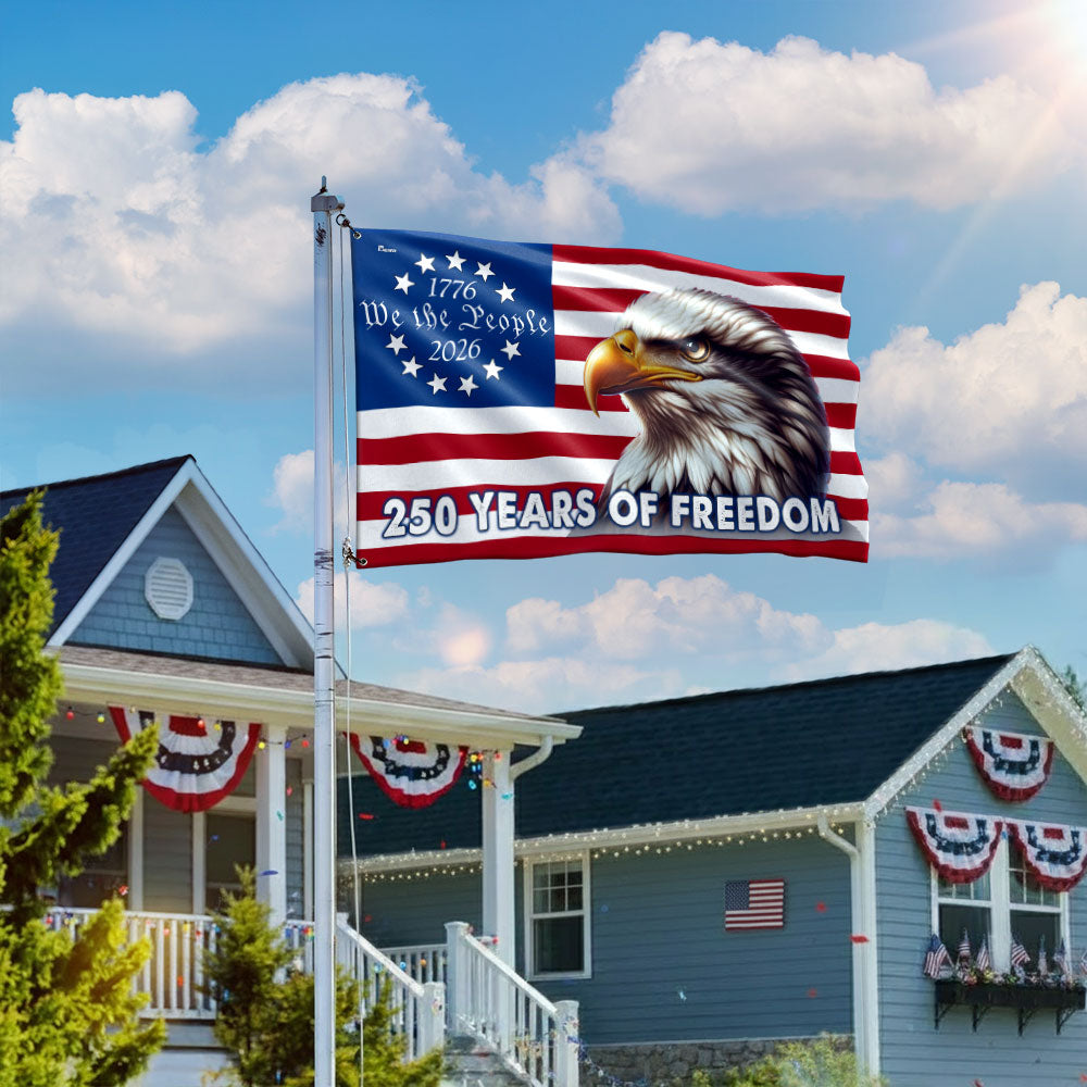 Patriotic 250 Years of Freedom, We The People 1776 2026 American Grommet Flag