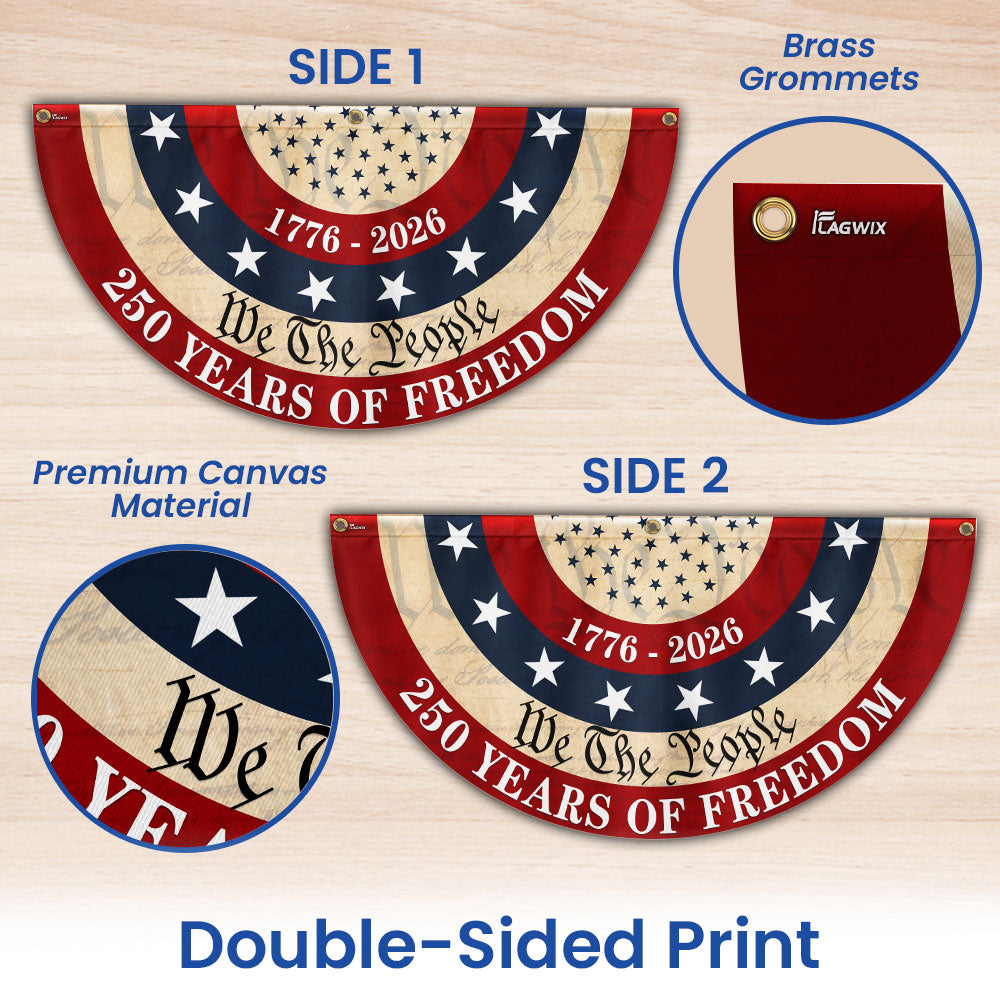 Patriotic We The People American Fan Flag, 250 Years of Freedom 1776 2026 Flag Decor